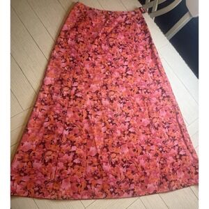 Vtg Talbots Skirt Women's 4 Pink Floral Long Side Buckle Boho Fairy 90s Coquette